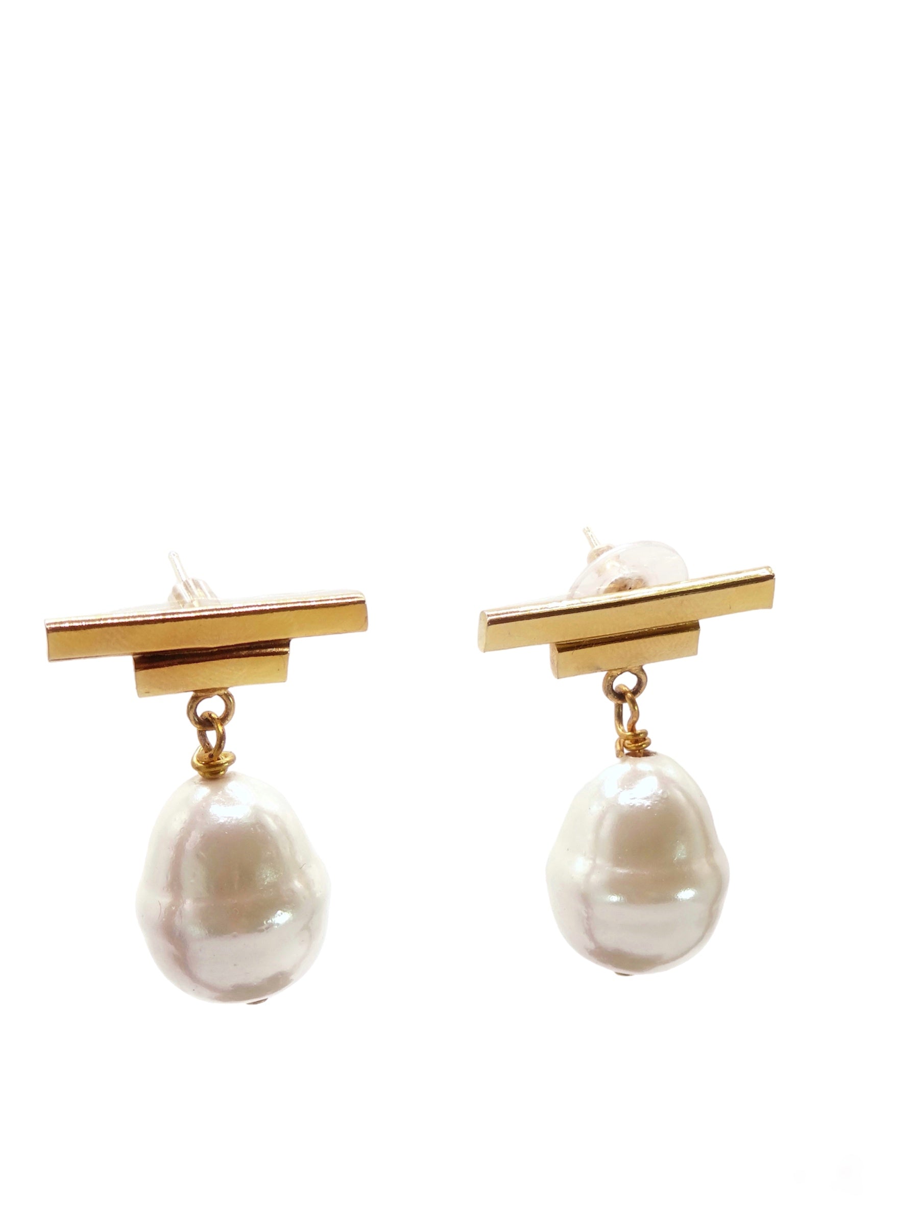 gold drop pearl earrings