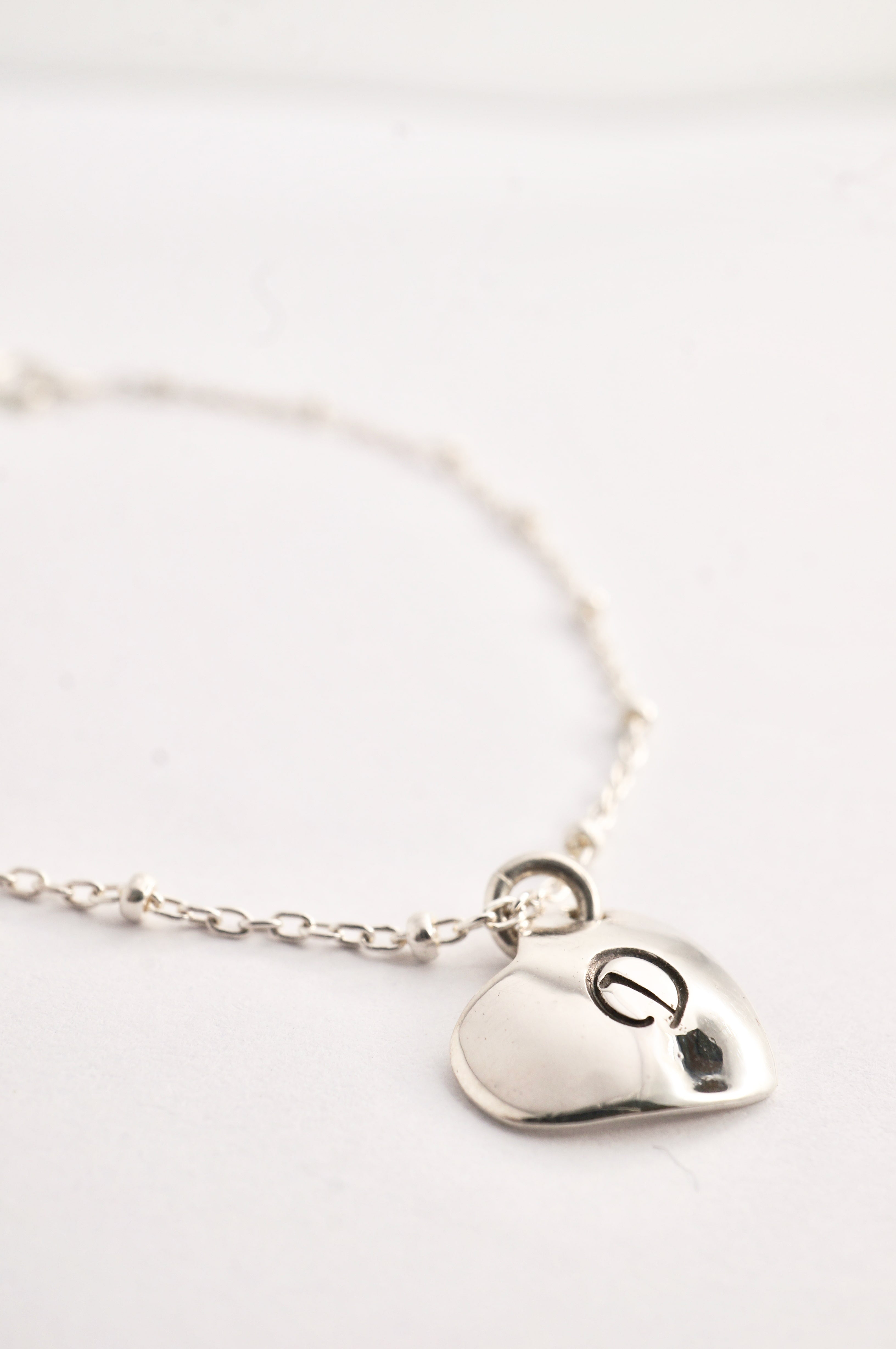 Sterling Silver Initial Heart Shape Charm Bracelet