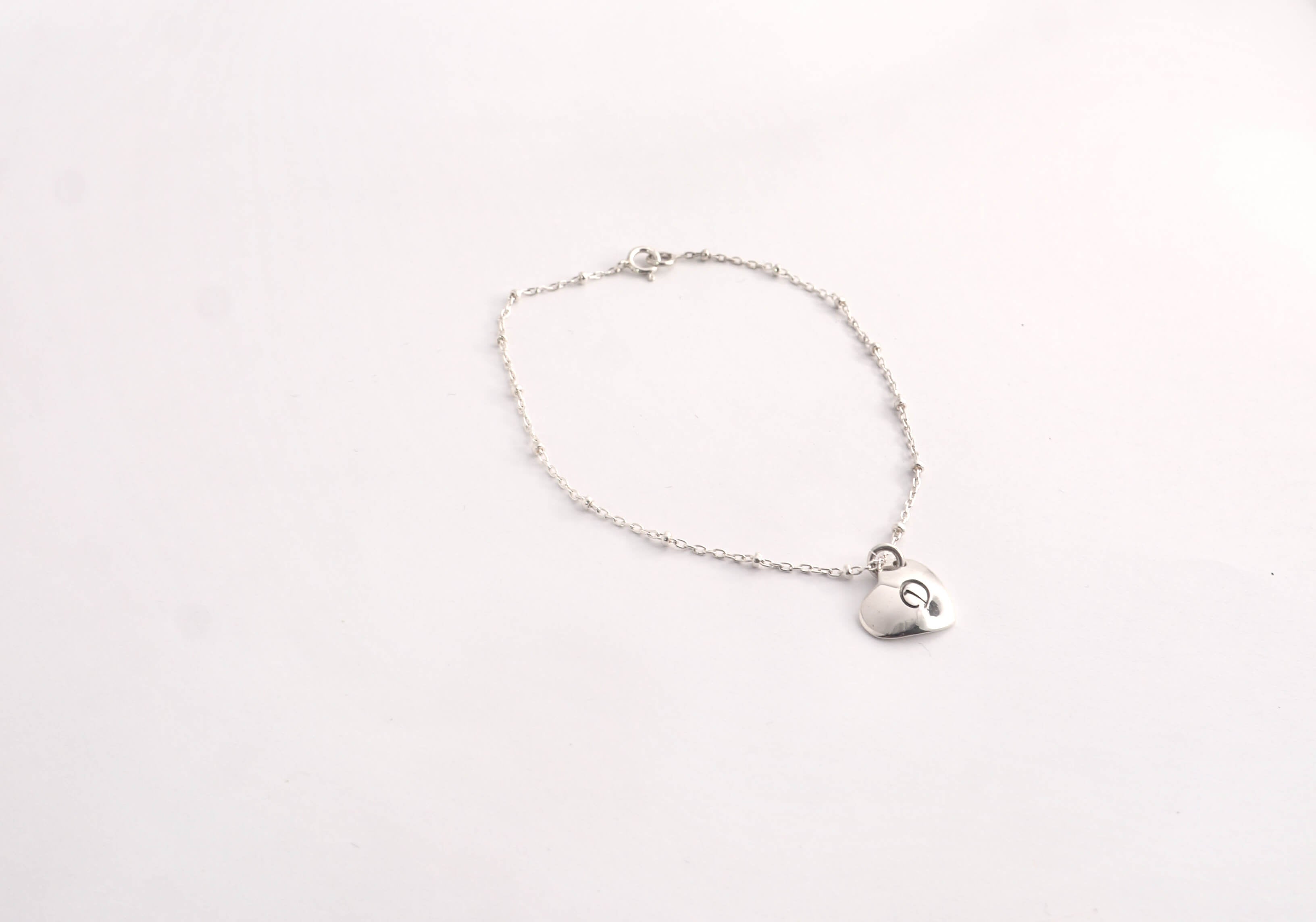 Sterling Silver Initial Heart Shape Charm Bracelet