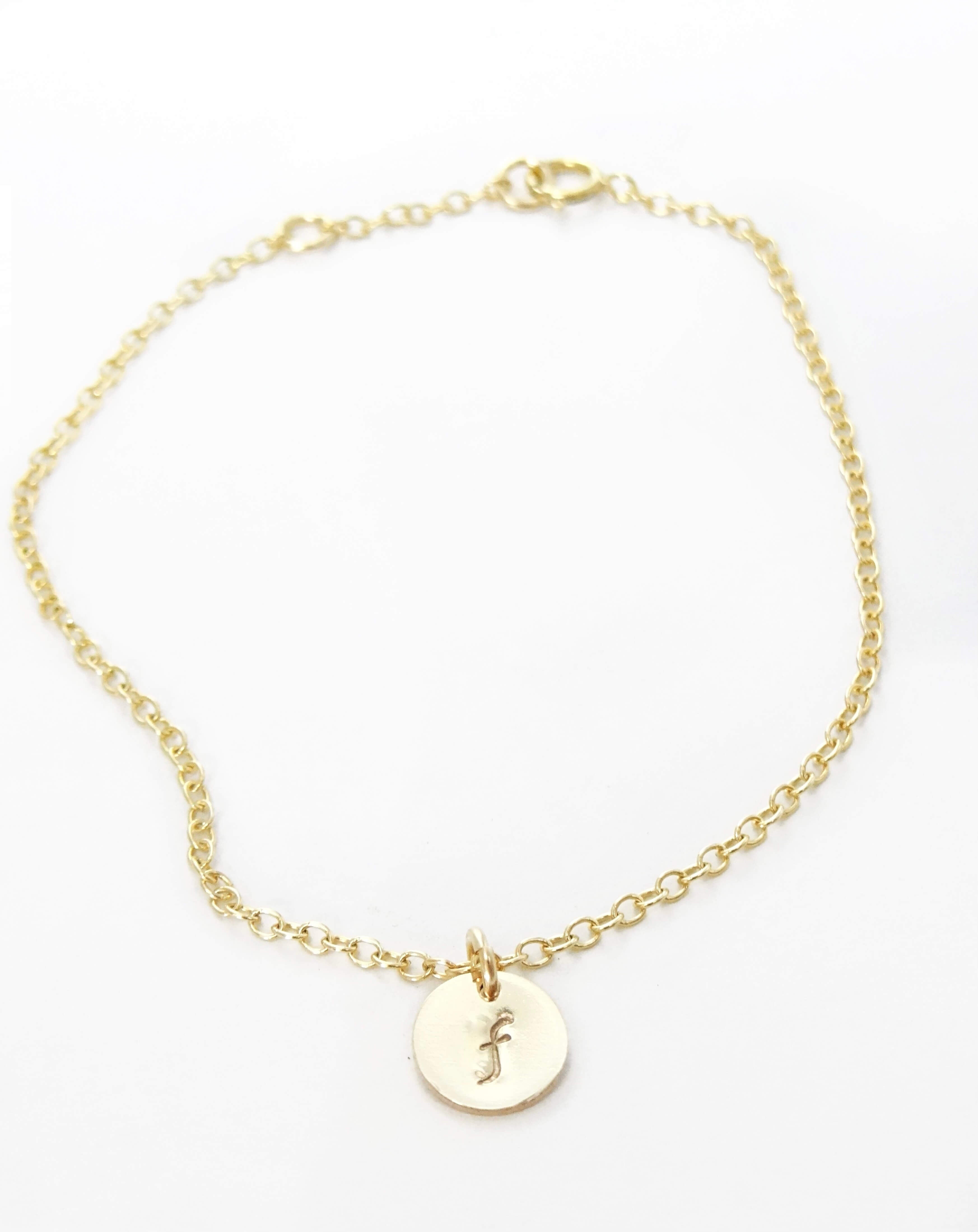 zivanora gold filled personalized initial charm chain bracelet