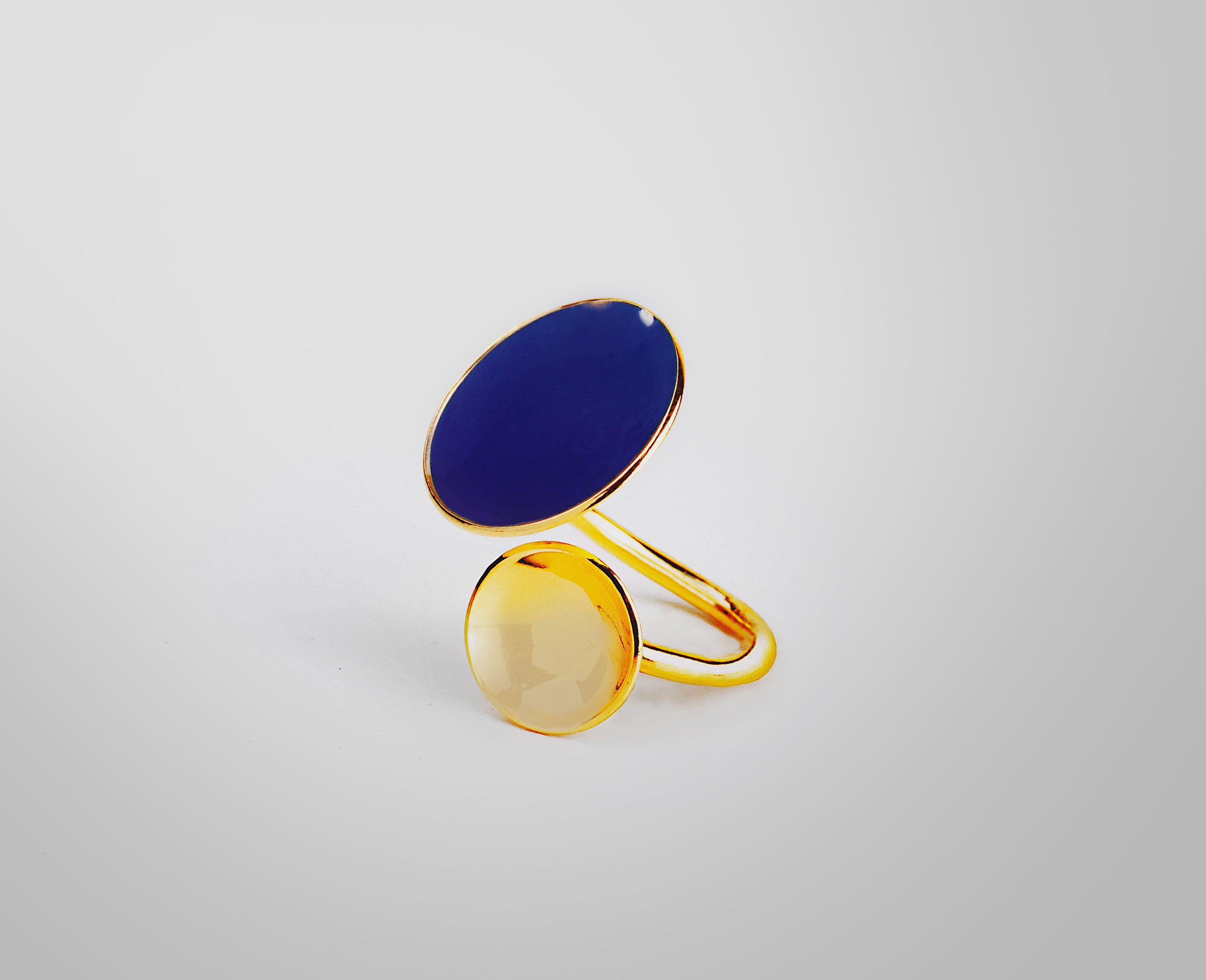 zivanora gold bypass ring in navy color